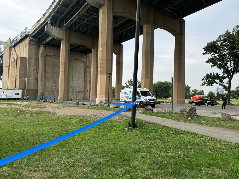Police tape at a park.