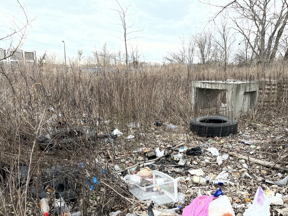 A field full of illegally dumped trash near Brookville Blvd. and 248th St. in southeast Queens.