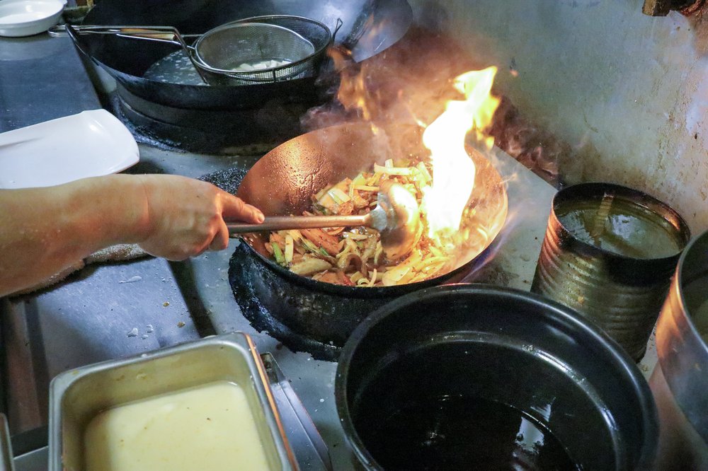 a dish of food being prepared