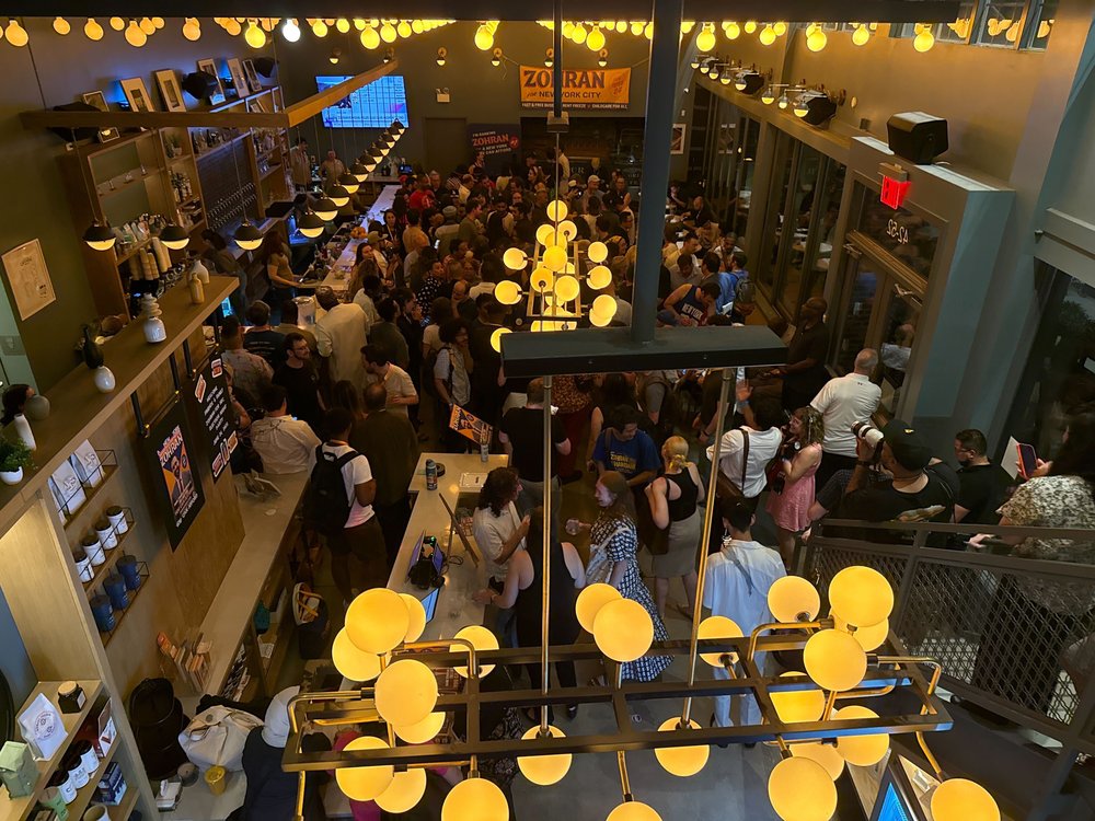 A packed bar.