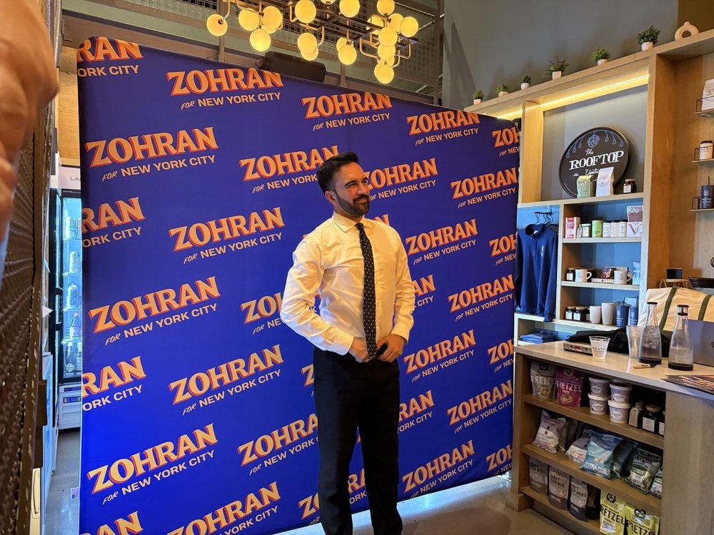 Zohran Mamdani at his campaign party.