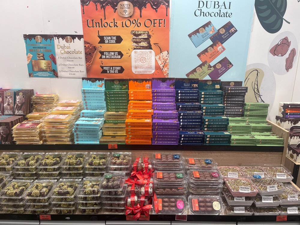 Rows of candy bars in a candy store.