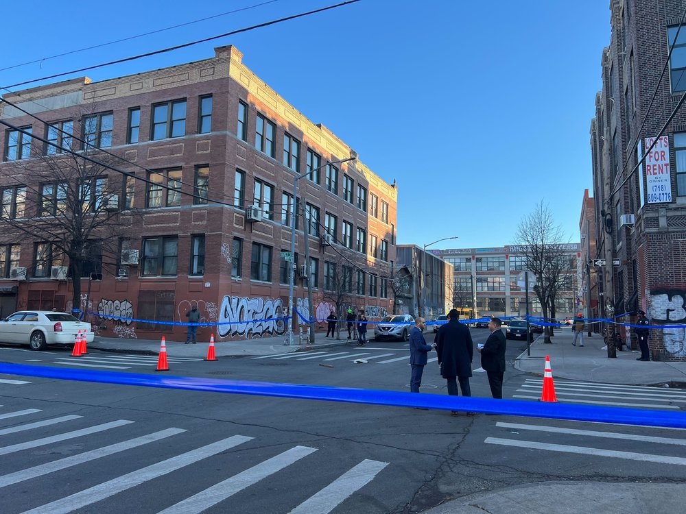 Three people were shot at Williamsburg Charter High School in Brooklyn on Wednesday afternoon, and police said the shooter was still at large.