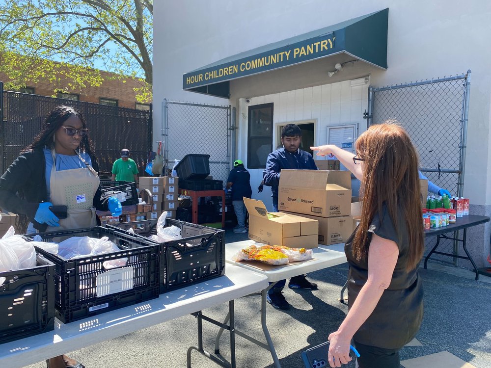 Hour Children community manager Kellie Phelan at a recent food distribution in Long Island City.