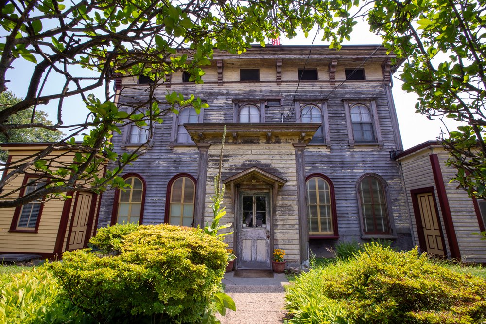The exterior of the 1855 house was landmarked in the 1980s. The back entrance faces a quiet residential street.