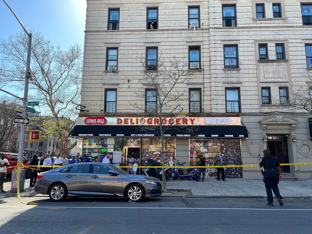 Police tape near the scene of a fatal shooting in Brooklyn on Thursday.