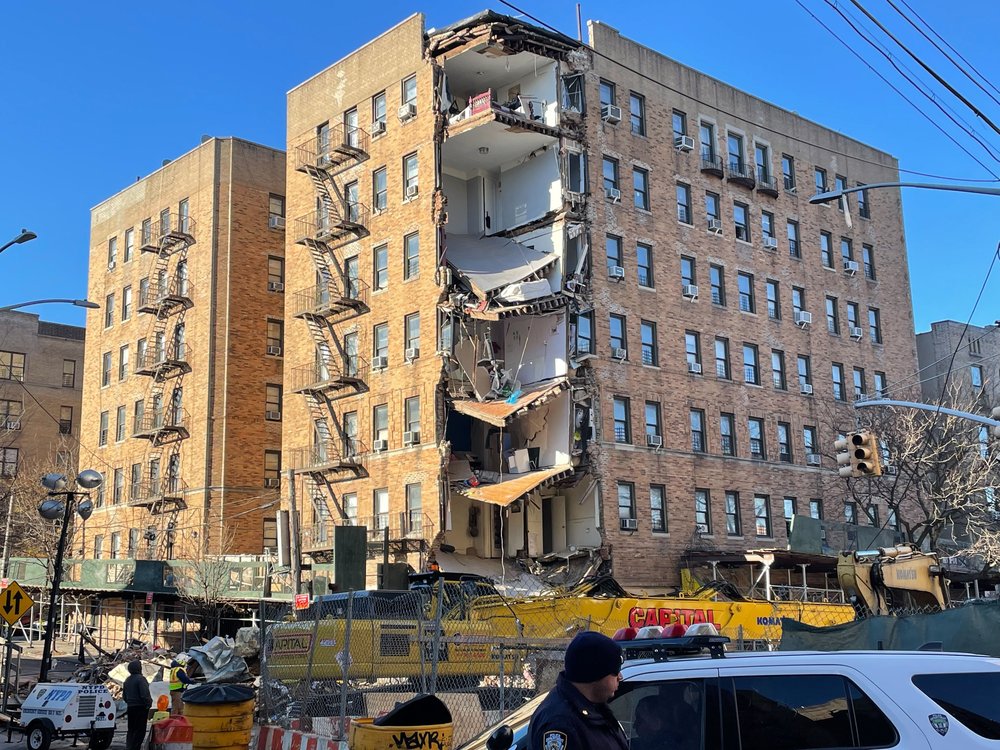 A photo of the building in the Bronx that partially collapsed.