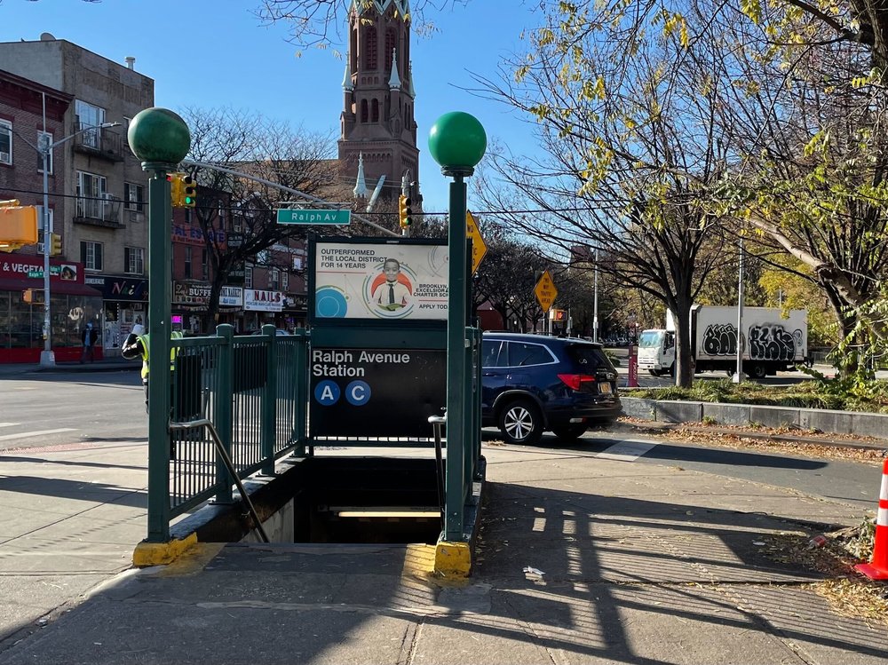 An entrance to the Ralph Ave. subway station in Bedford Stuyvesant.