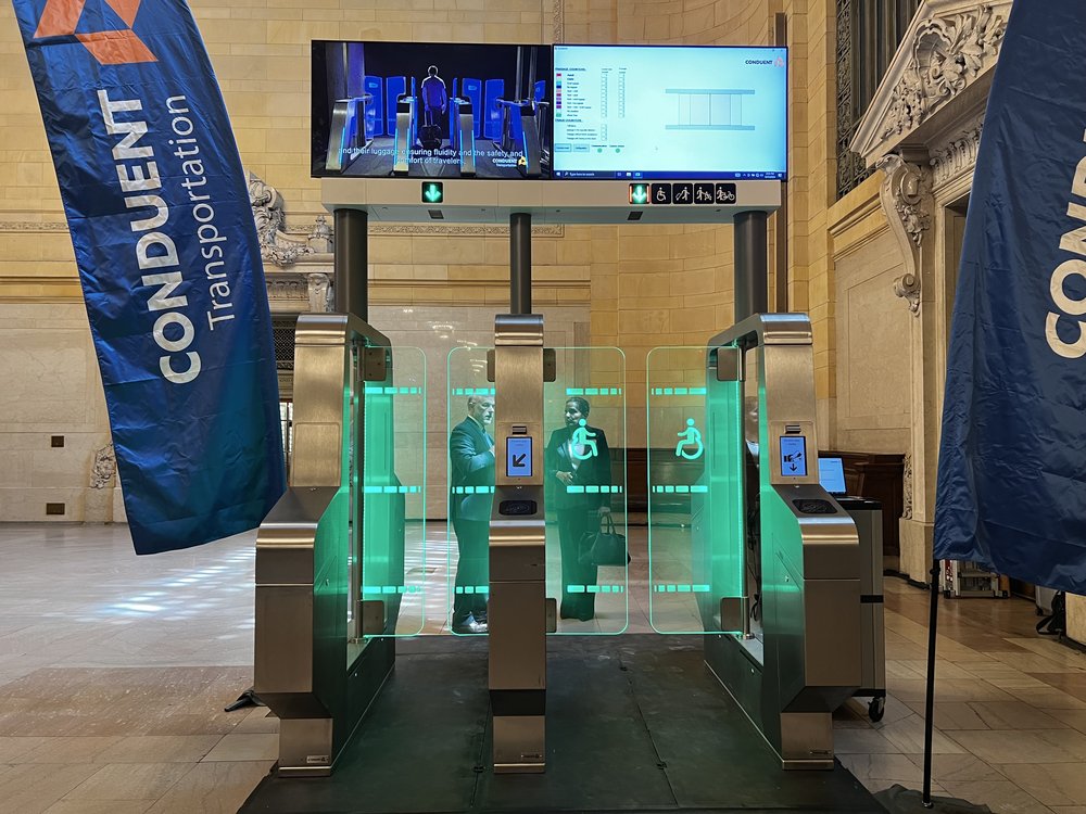 Prototypes of new subway fare gates the MTA hopes will help combat fare evasion.