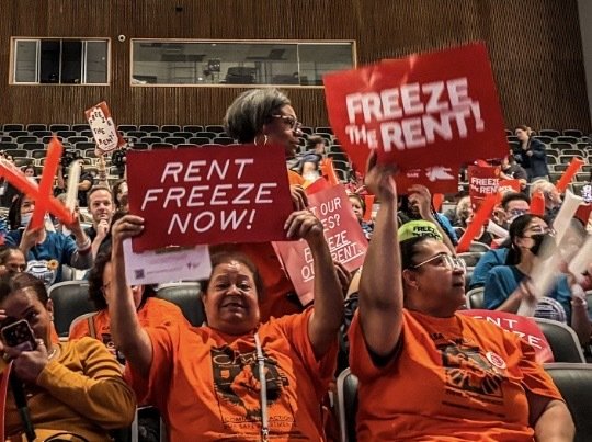 Protestors at Rent Guidelines Board vote in April