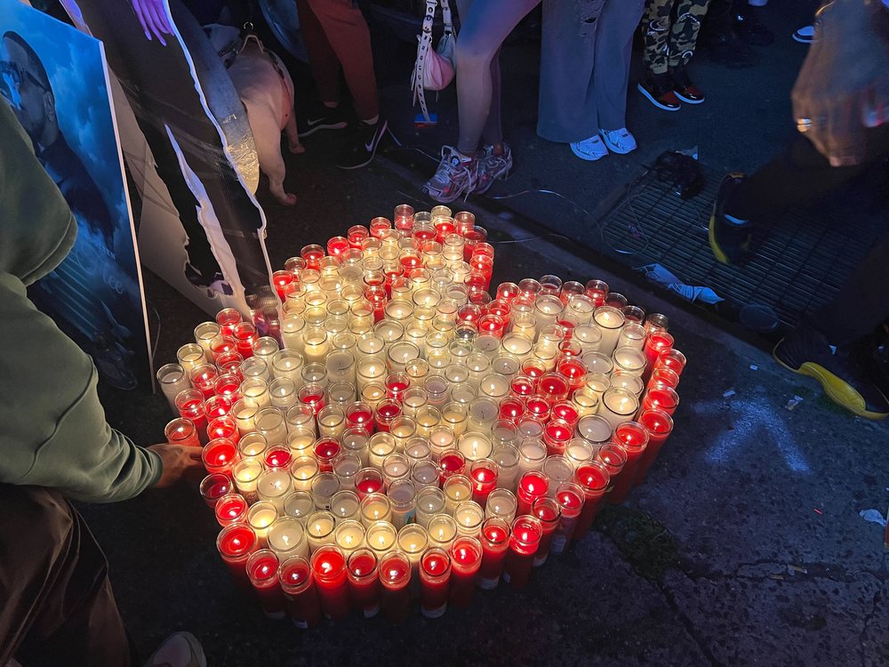 Scene from a vigil for 33-year-old Christian Emile, who was shot and killed by members of the NYPD in East Flatbush, Brooklyn, on May 12.