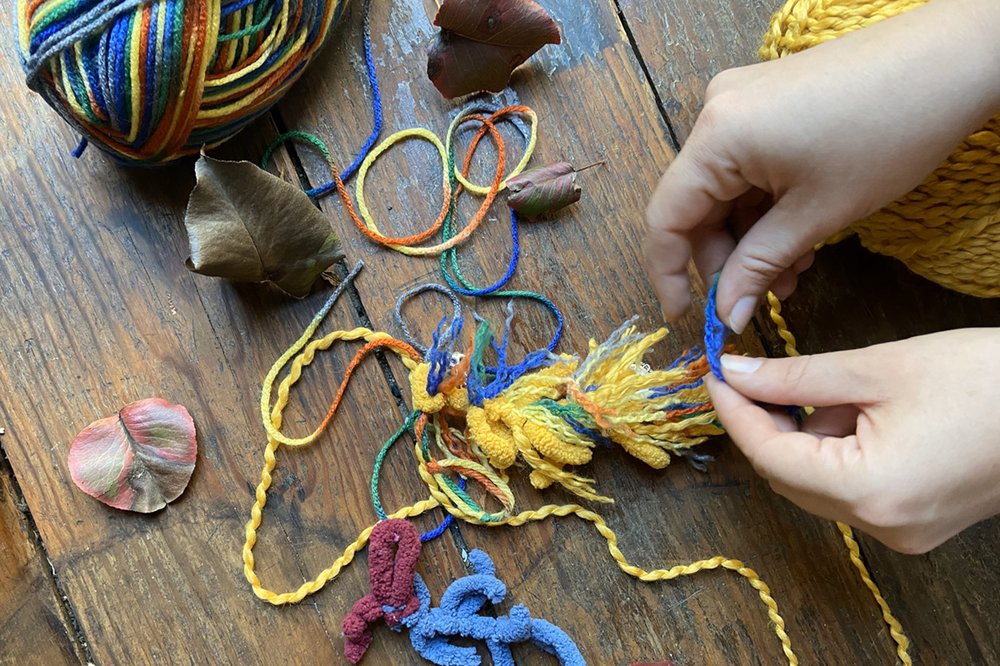 A picture of strings laid out flat.