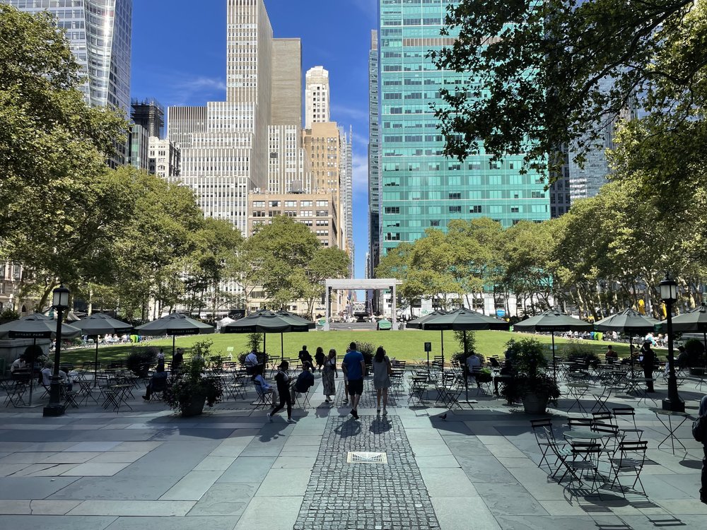 Bryant Park on a majestic summer day.