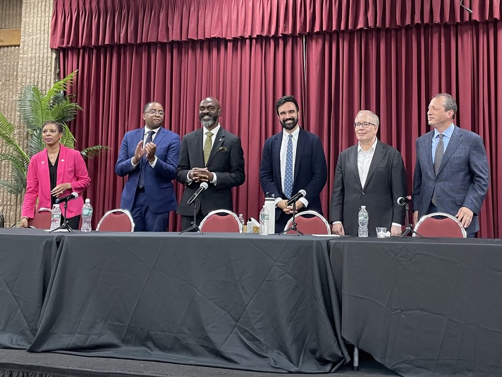 Democratic candidates for mayor at a recent forum in Southeast Queens.