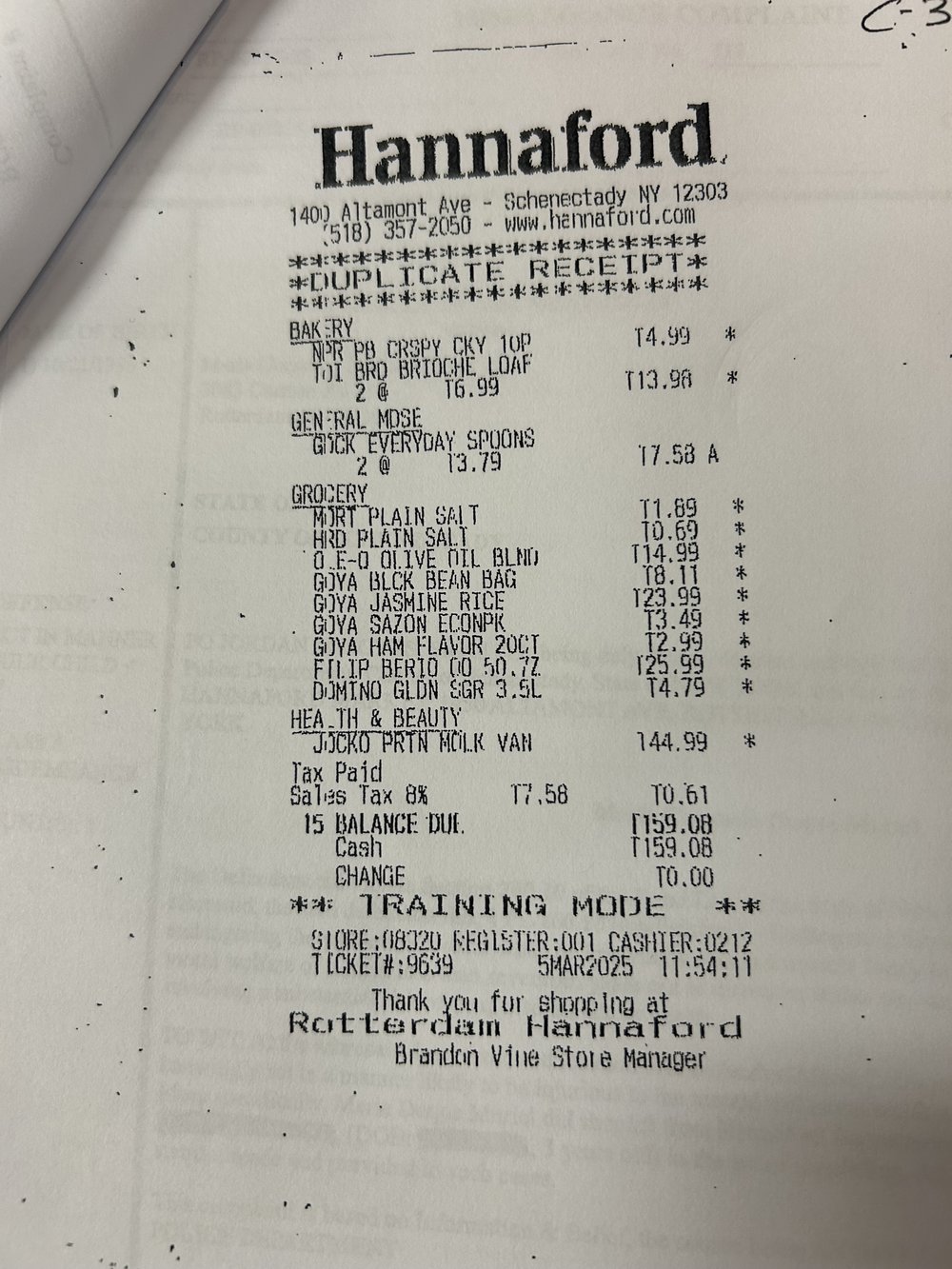 A grocery receipt.