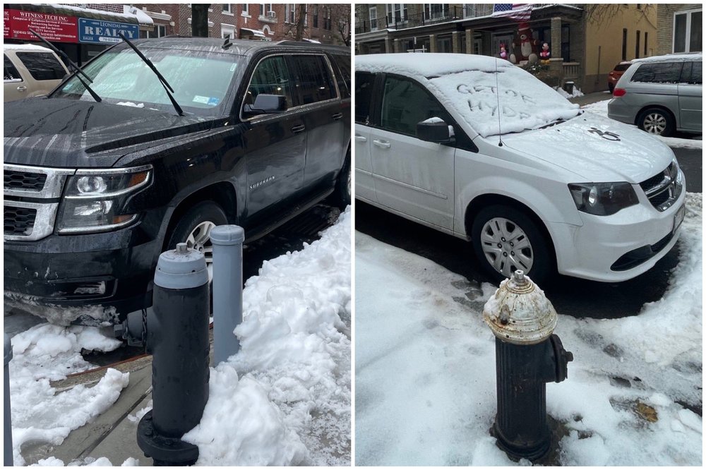 Fire officials say cars blocked the two closest fire hydrants as firefighters responded to a fire on Sunday morning.