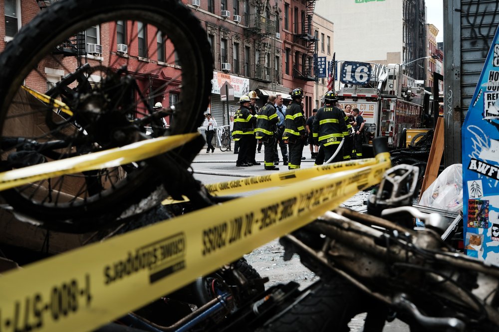 A photo of a lithium battery fire that killed 4 people in 2023