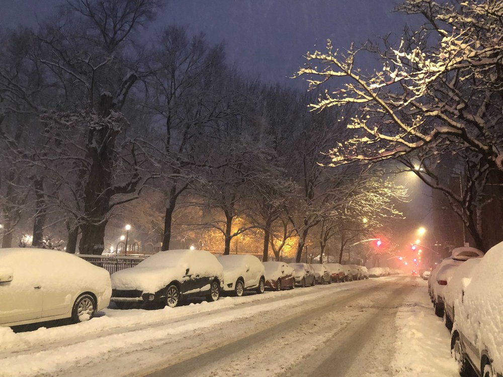 A photo of snow in Lower Manhattan