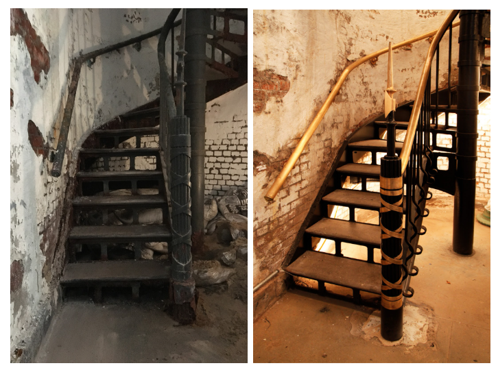 Restored bronze and cast-iron stair details inside the Grand Army Plaza Arch.