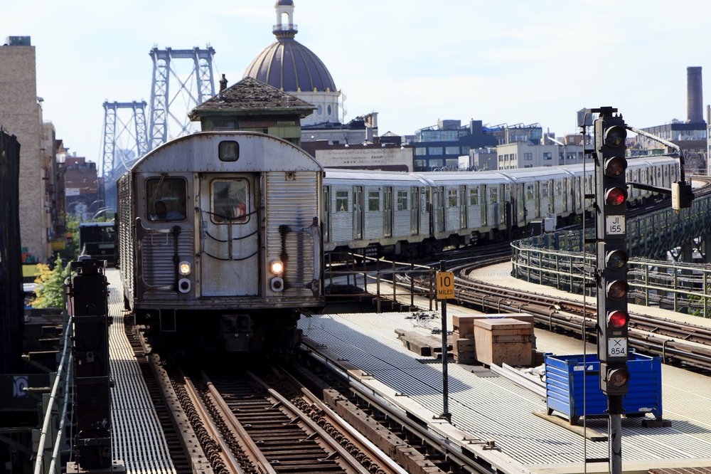 A photo of a J train