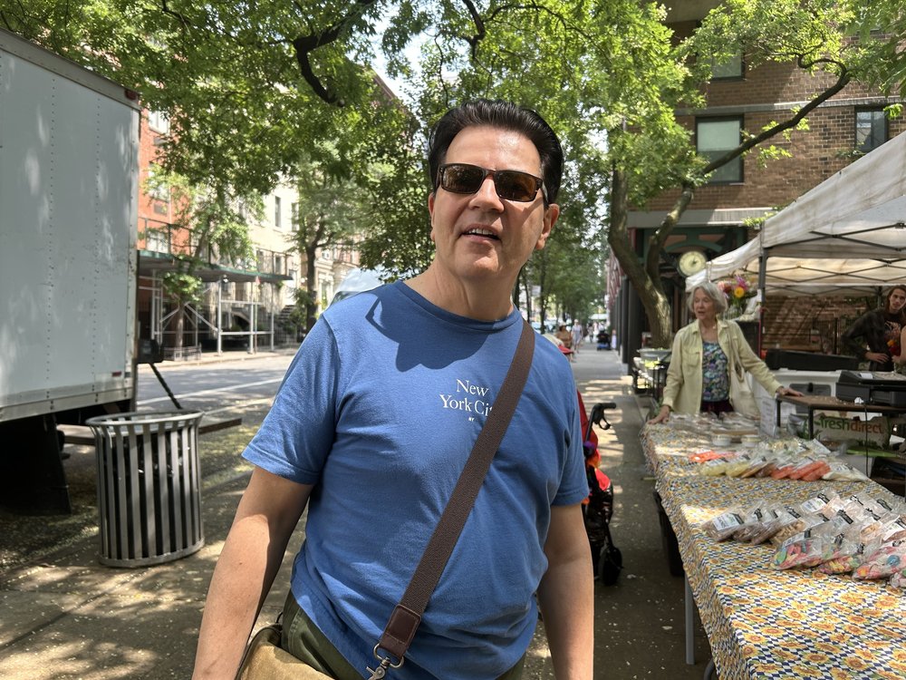 John Bonk, retired actor and resident of Manhattan Plaza off 43rd Street in Manhattan, has his doubts about a casino proposed for Times Square.