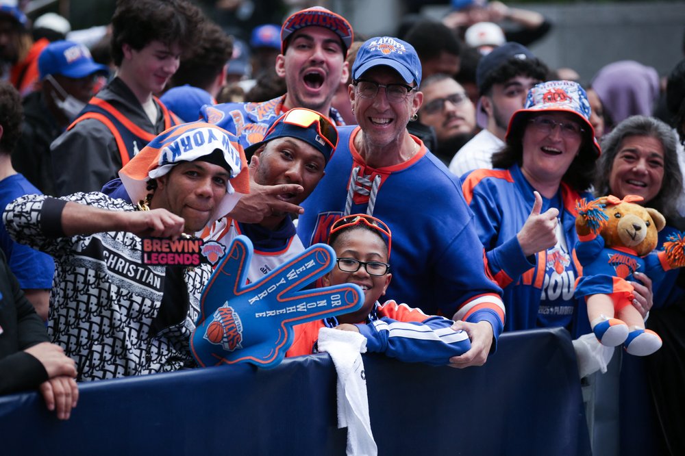 A photo of Knicks fans gathered before Friday's historic win.