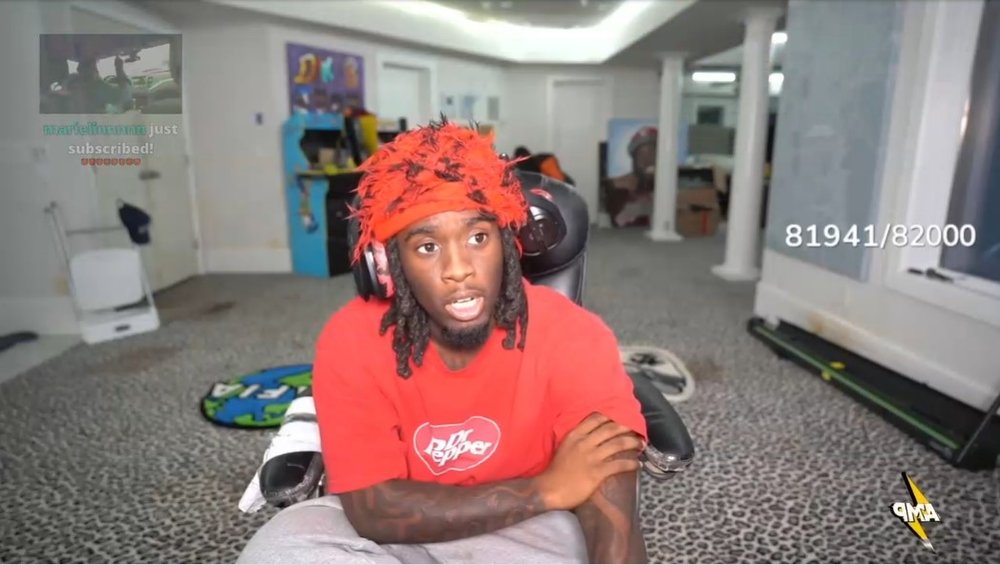 A screenshot of Kai Cenat's stream after facing charges after a chaotic event in Union Square