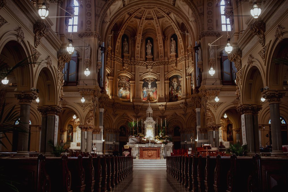 The interior of a church