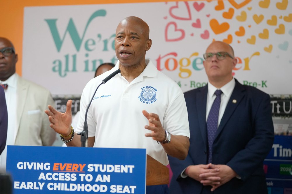 A photo of Mayor Eric Adams at a recent schools event.