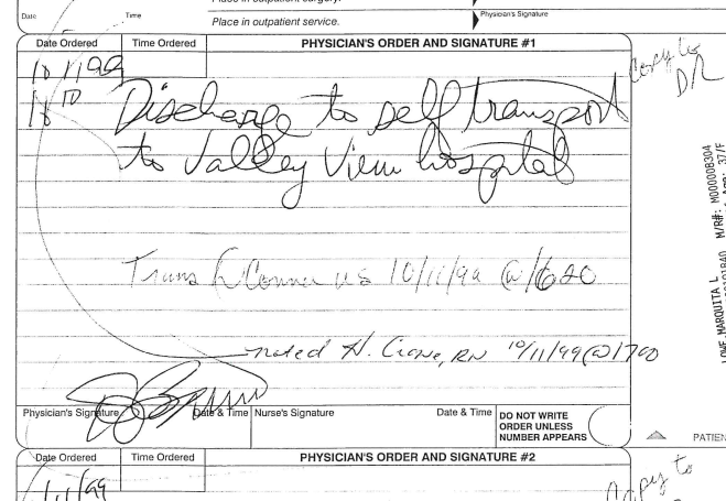 discharge note in Marquita Baird's medical records