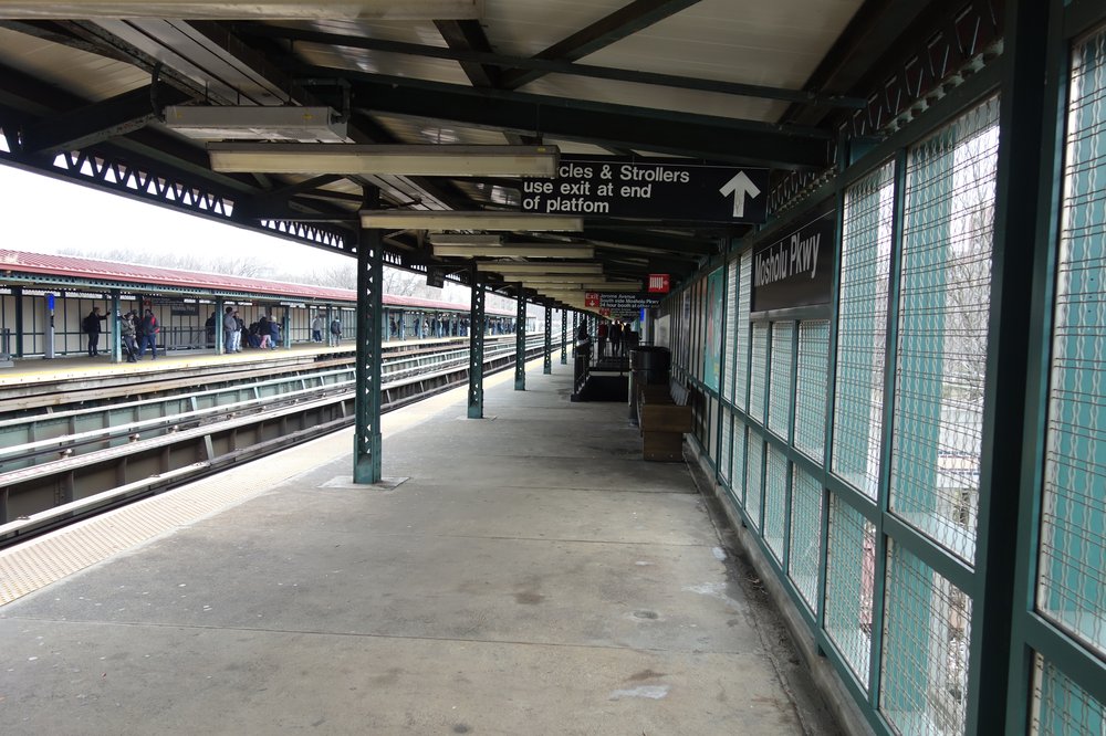 An outdoor subway platform.