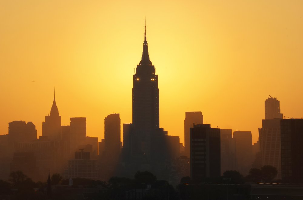 A photo of the NYC skyline in a heat wave