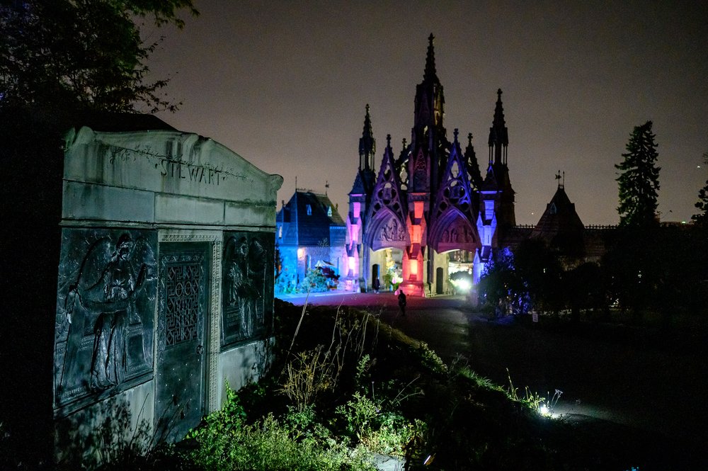NeWNEWNightfall-TodSeelie-4.jpg Greenwood Cemetery during Nightfall event