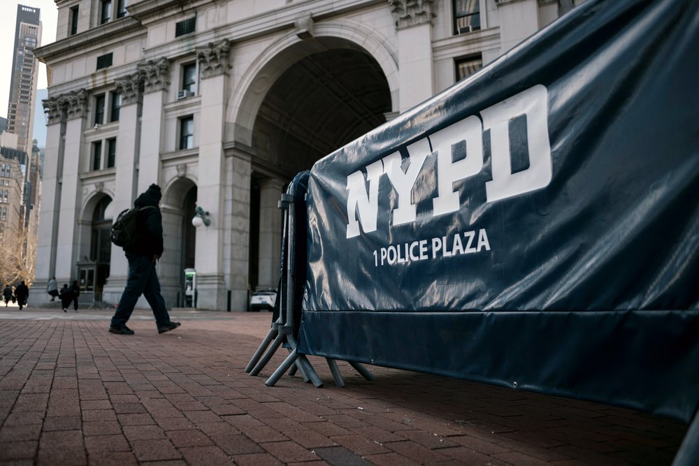 Barriers outside of One Police Plaza in Lower Manhattan