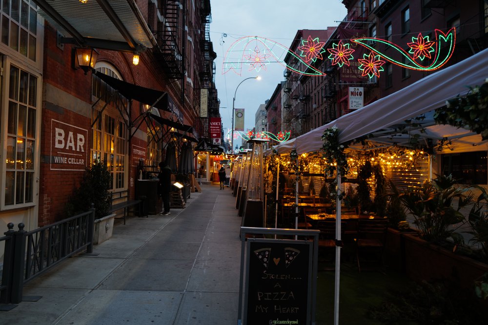 A stock photo of outdoor dining areas in NYC.