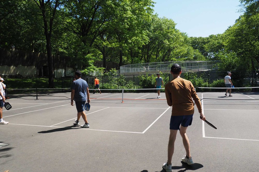 People play pickleball at the courts at Riverside Park on the Upper West Side.