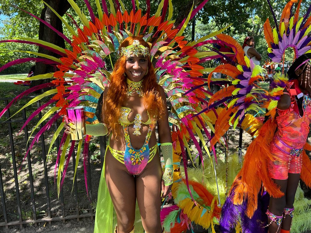 The scene along the West Indian Day parade route Monday in Brooklyn.