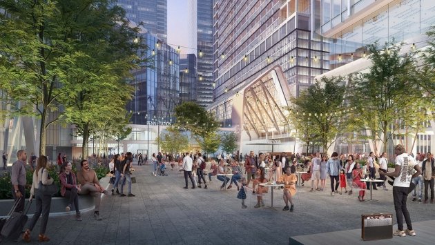 A rendering of a proposed new entrance to Penn Station.