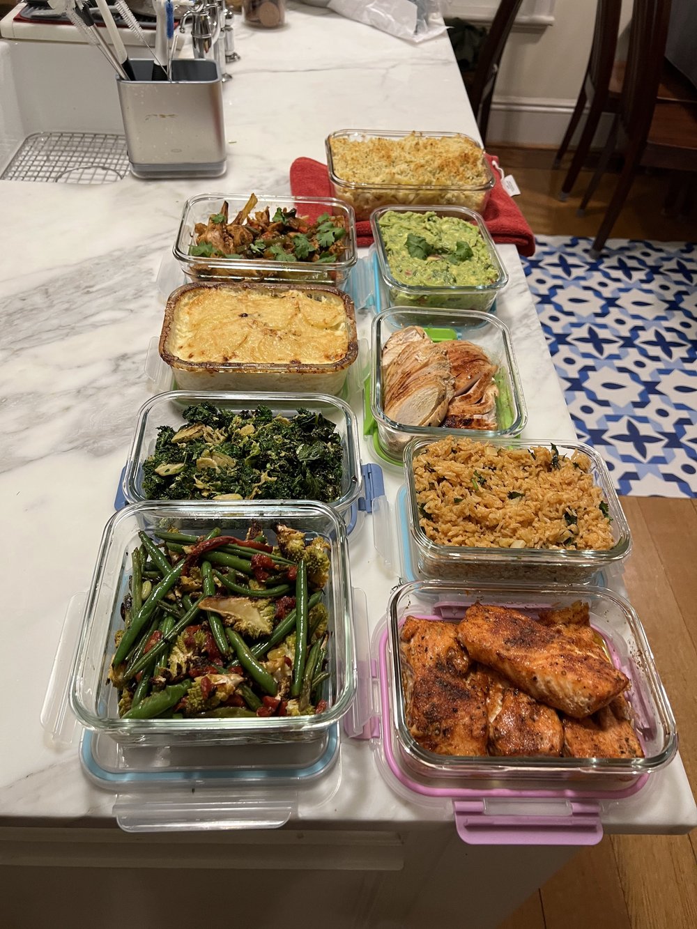 Meals in see-through containers.