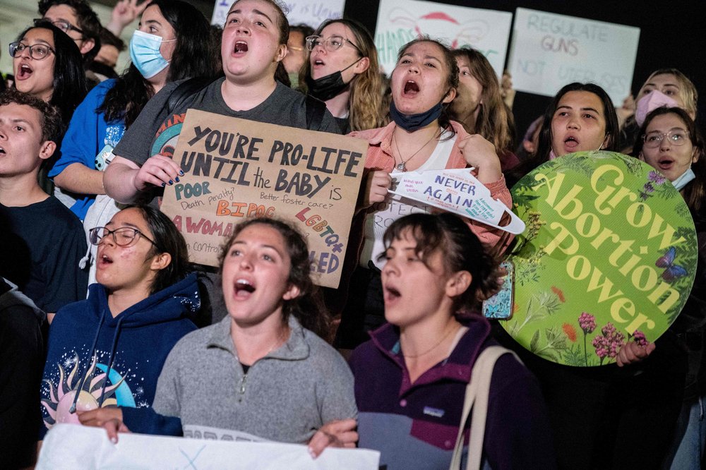 Pro-choice activists gather at the US Supreme Court in Washington, DC, on May 2nd, 2022.