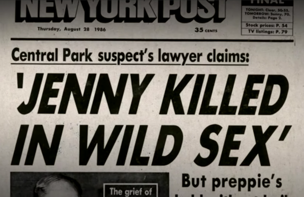 "Jenny killed in wild sex" headline