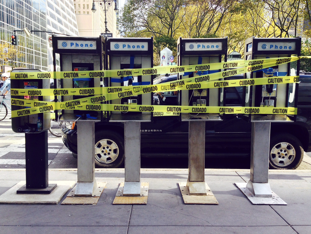 A photo of payphones