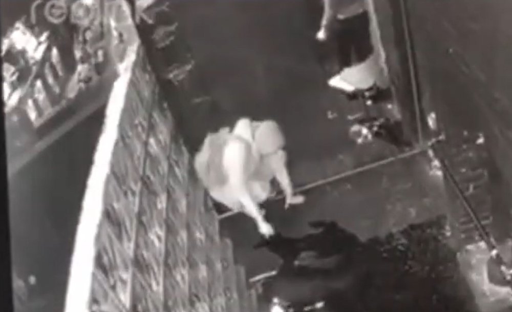 NYPD surveillance footage shows the suspect setting fire to the Bushwick club.