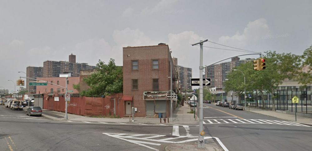 A Google maps image of the intersection of Lorimer and Harrison.