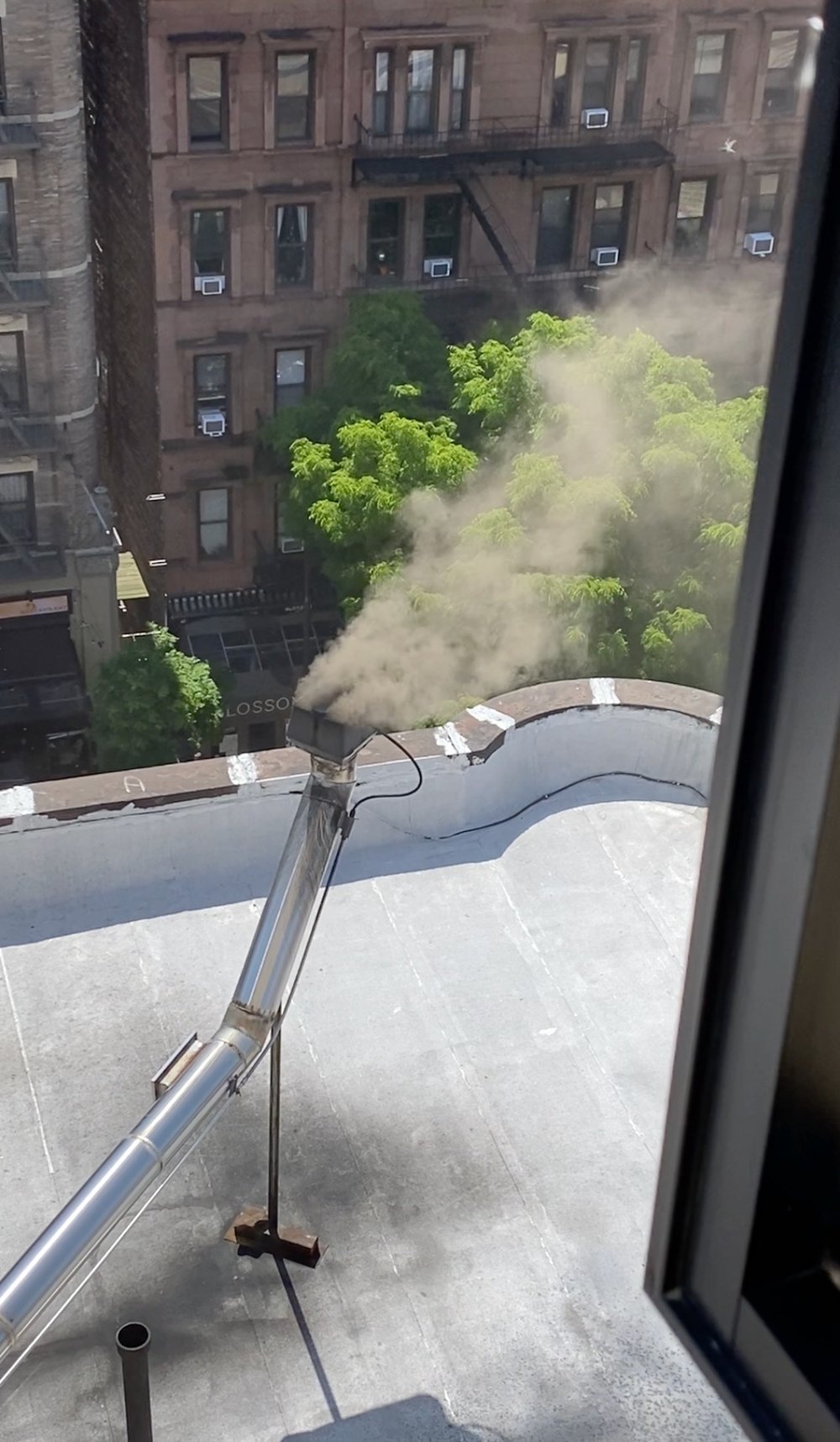 Smoke from a chimney.