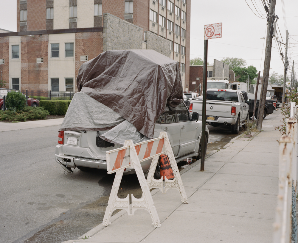 An abandoned car.
