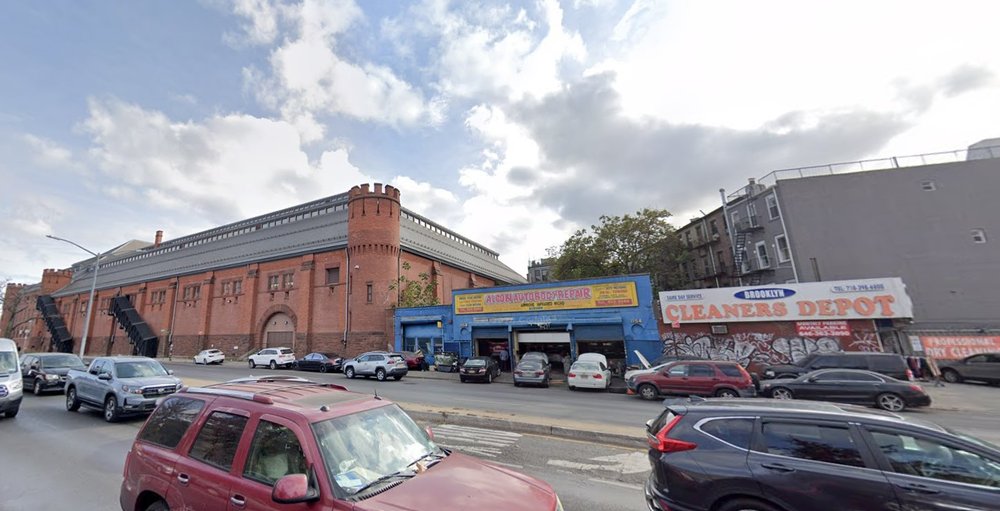The Bedford-Atlantic Armory and adjacent properties on Atlantic Avenue in Brooklyn.