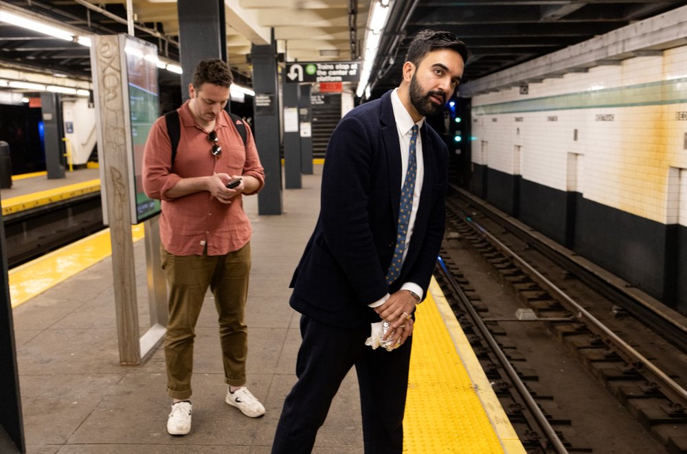 Zohran Mamdani waits for the subway.