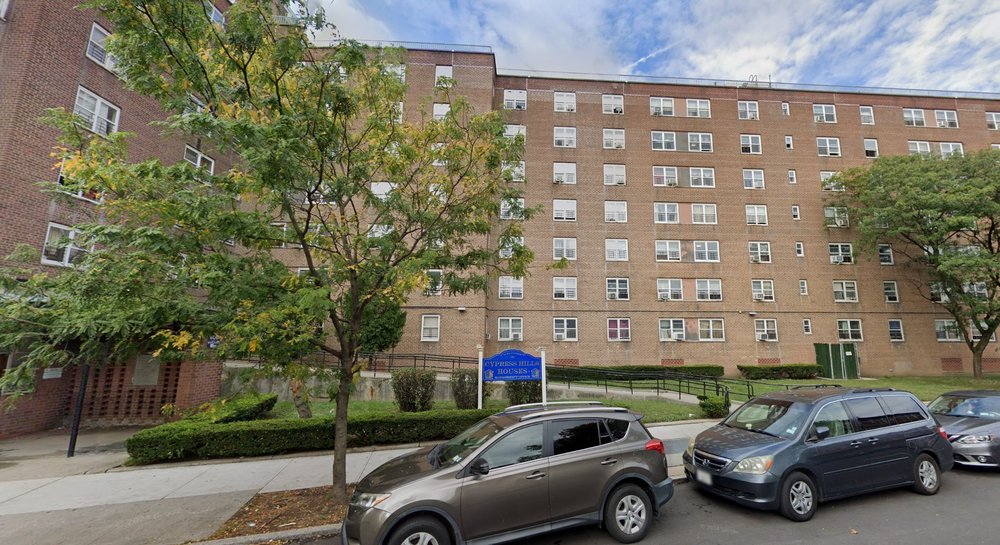 NYCHA's Cypress Hills development, where police say two men impersonated workers for the authority and robbed a woman at gunpoint on Aug. 11, 2025.