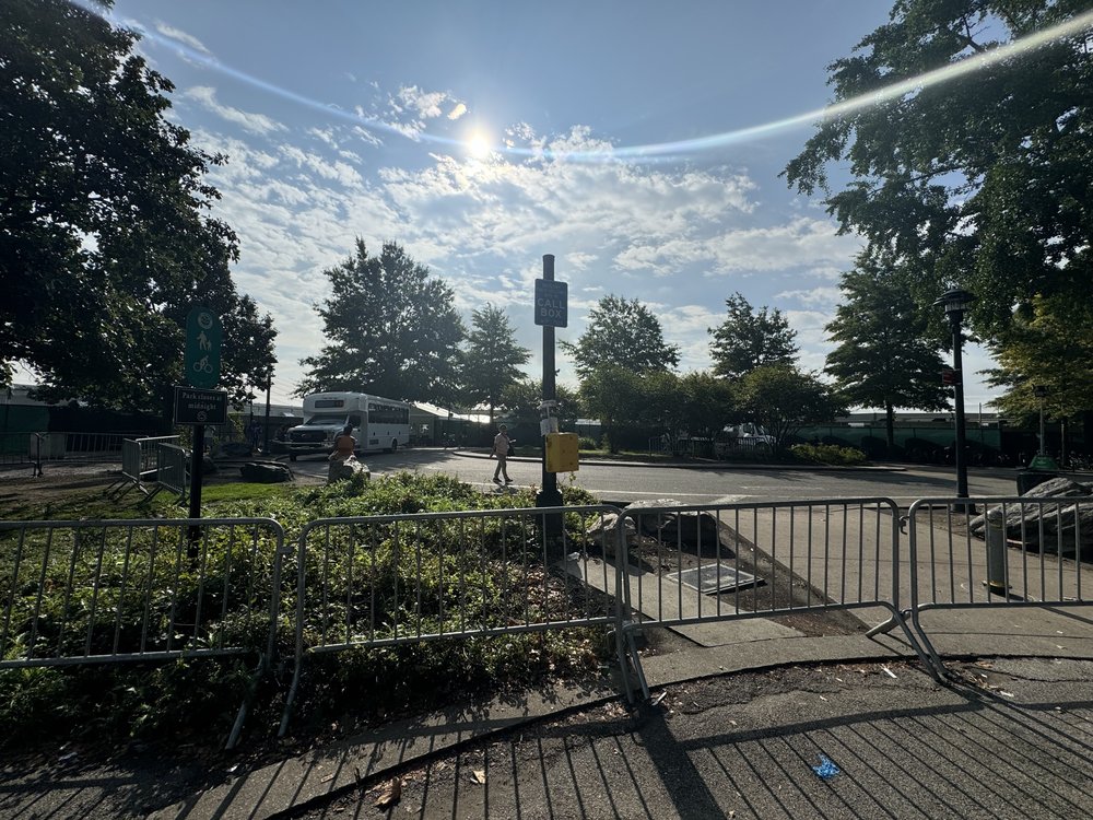 The scene on Randall's Island, where more than 2,000 asylum-seekers live in a tent shelter erected by the city.